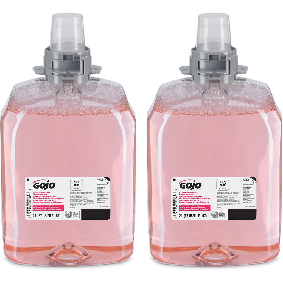 Gojo® FMX-20 Luxury Foam Soap - Cranberry Scent - 2.11 quart - Hand - Moisturizing - Translucent Pink - Bio-based - 2 / Carton