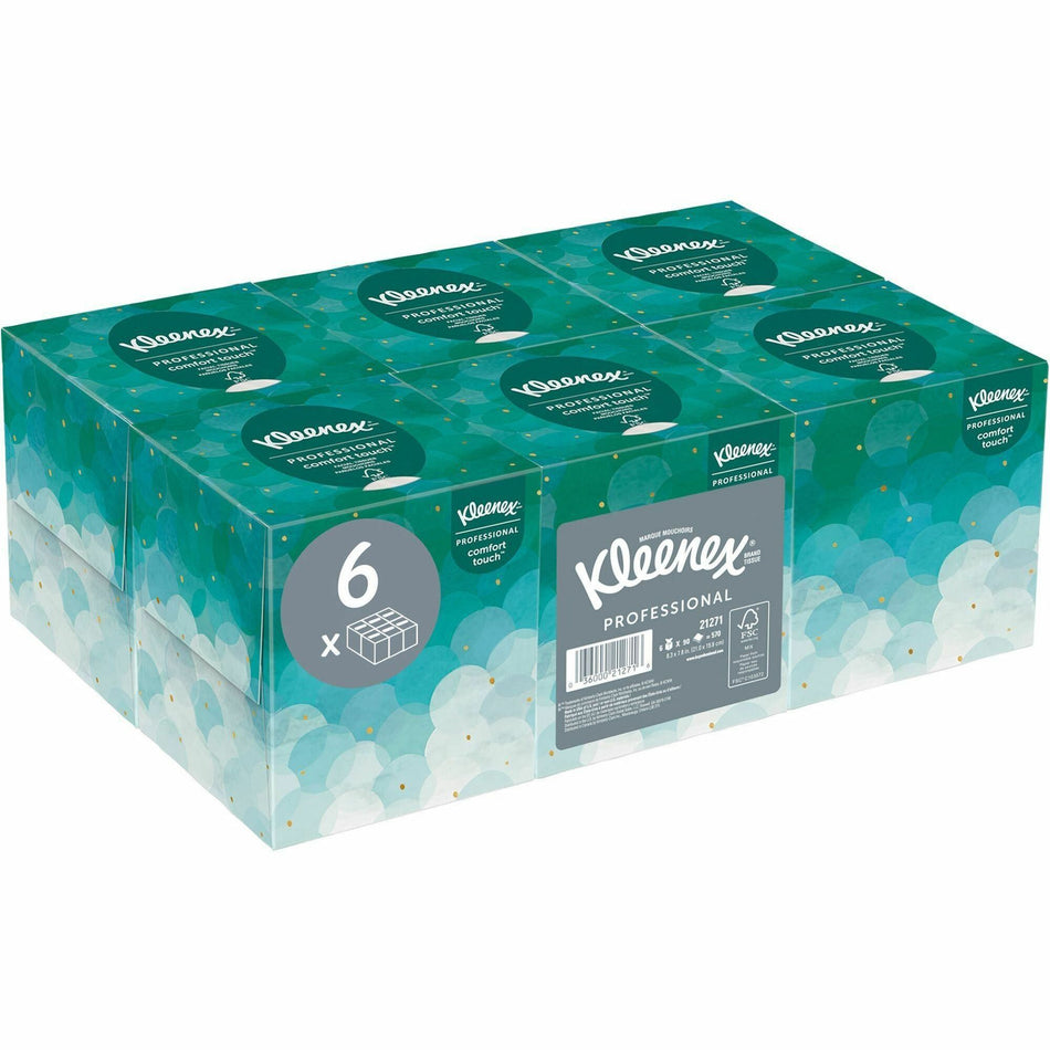 Kleenex Professional Facial Tissue Cube for Business - 2 Ply - White - PaperBox - 90/Box - 6 / Pack