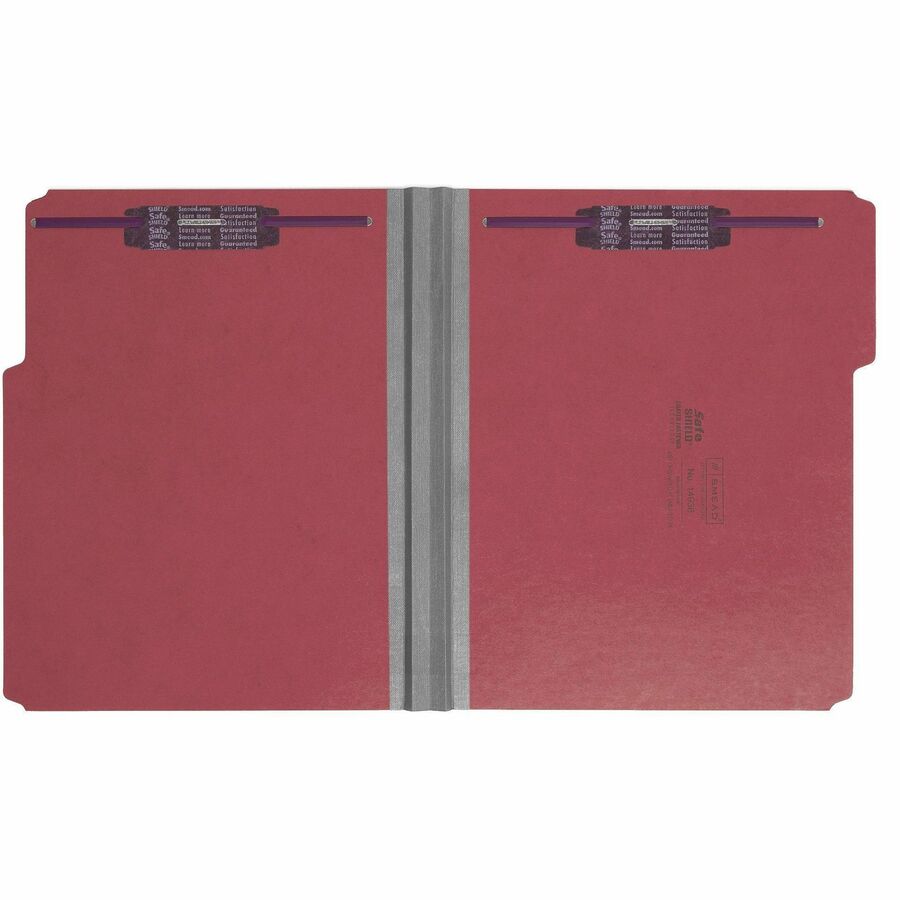 Smead Colored 1/3 Tab Cut Letter Recycled Fastener Folder - 8 1/2" x 11" - 2" Expansion - 2 x 2S Fastener(s) - 2" for Folder - Top Tab Location - Assorted Tab Position - 25 pt. - Pressboard - Bright Red - 100% Recycled - 25 / Box