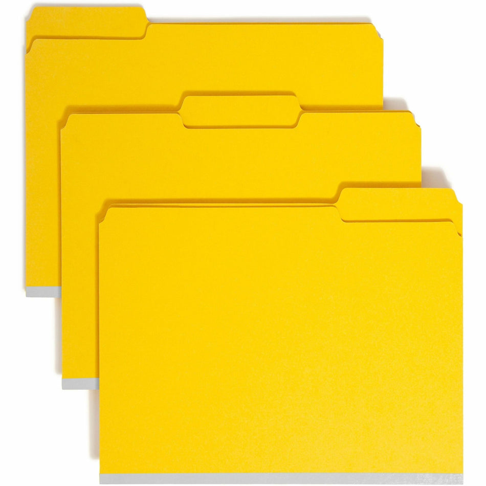 Smead Colored 1/3 Tab Cut Letter Recycled Fastener Folder - 8 1/2" x 11" - 2" Expansion - 2 x 2S Fastener(s) - 2" for Folder - Top Tab Location - Assorted Tab Position - 25 pt. - Pressboard - Yellow - 100% Recycled - 25 / Box