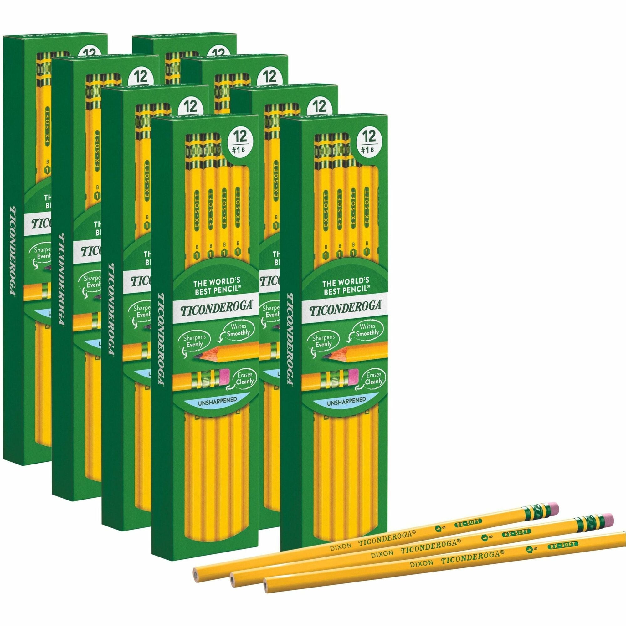 Ticonderoga Wood-Cased Pencils - Black Lead - 2HB - Yellow Barrel - 96 / Pack