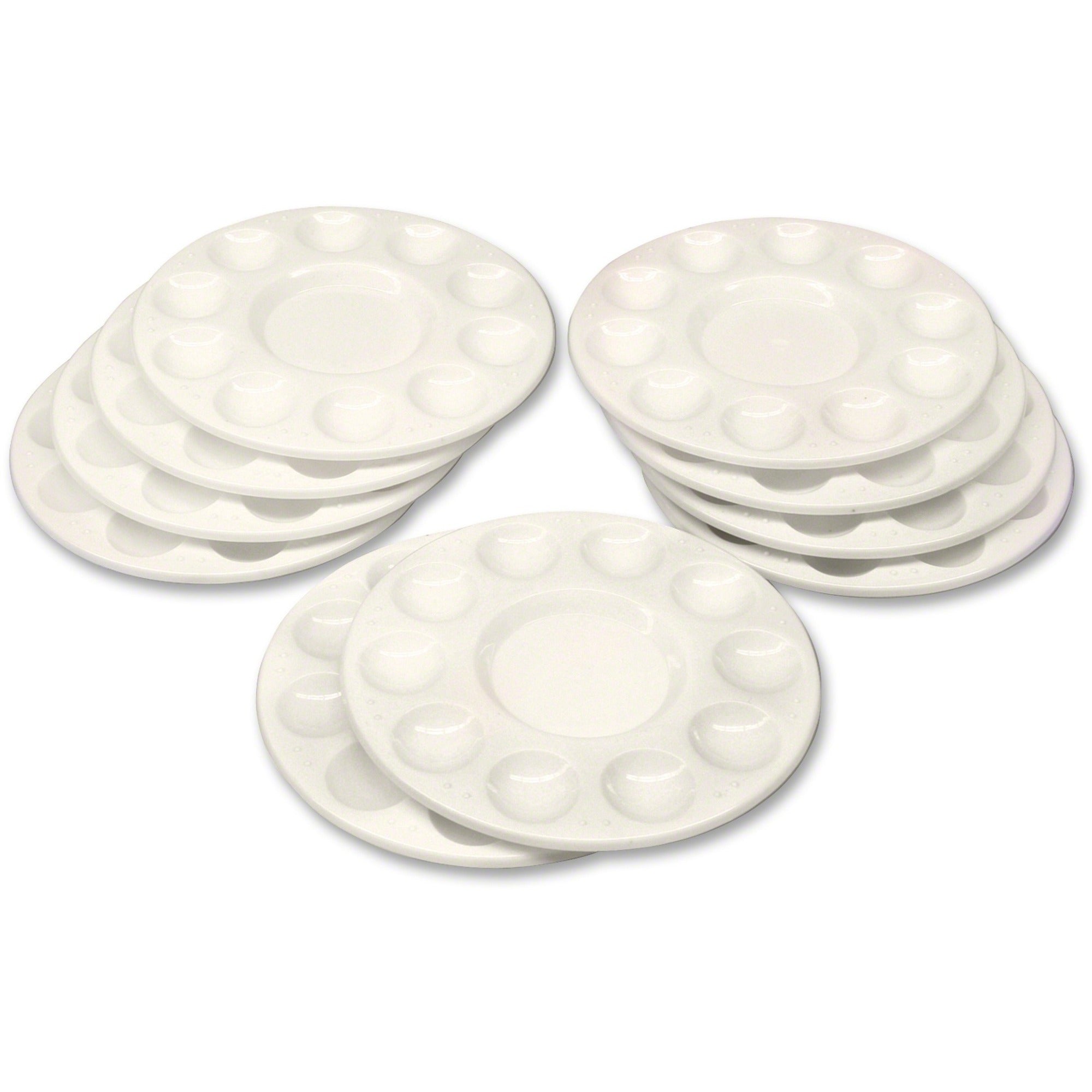 Creativity Street Round Paint Trays - Classroom - White - Plastic - 10 / Pack