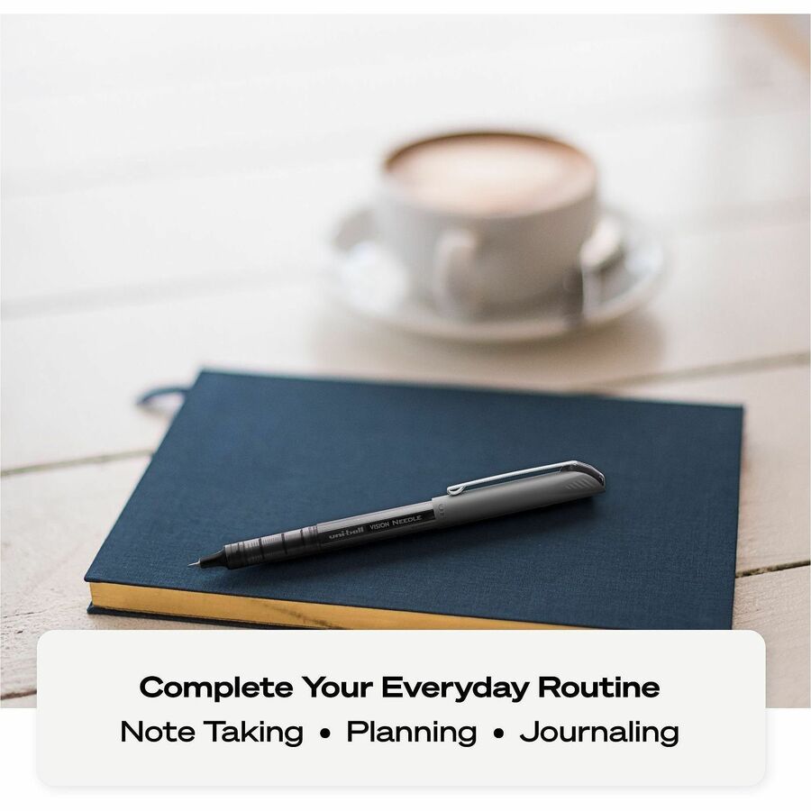 uniball&#8482; Vision Needle Rollerball Pens - 0.7 mm Fine Needle Pen Point - Blue, Black, Green, Orange, Pink, Purple, Red Ink - Liquid - Silver Barrel - 8 / Pack