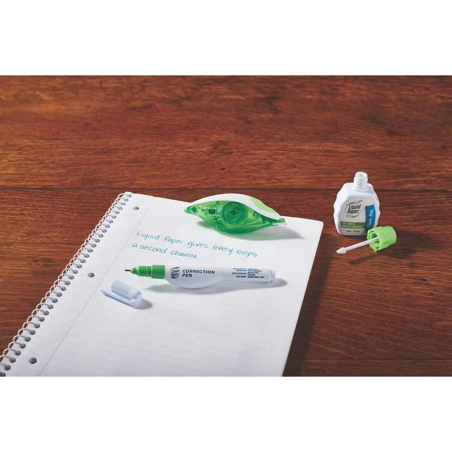 Paper Mate Liquid Paper DryLine Correction Tape - 0.20" Tape Width x 39.33 ft Tape Length - 1 Line(s) - White Tape - Blue Dispenser - Non-refillable, Tear Resistant, Break Resistant - Blue - 2 / Pack