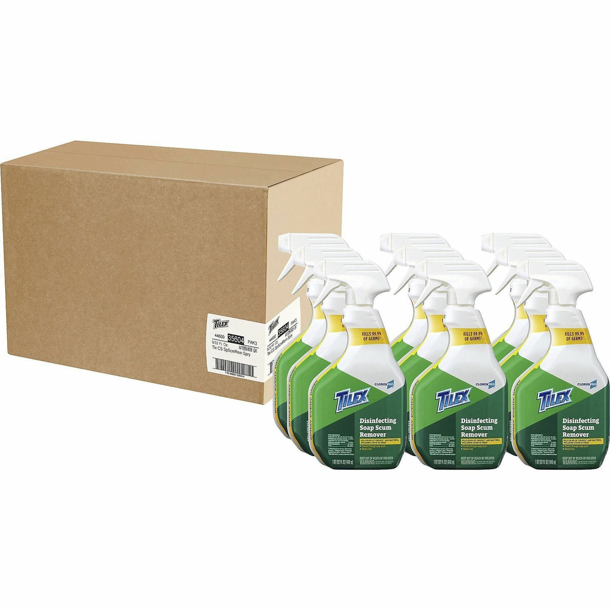 CloroxPro&trade; Tilex Disinfecting Soap Scum Remover Spray - For Multipurpose - 32 fl oz (1 quart) - Recommended For: Soap Scum Remover, Dirt Remover - Disinfectant, Deodorize, Anti-bacterial - 9 / Carton