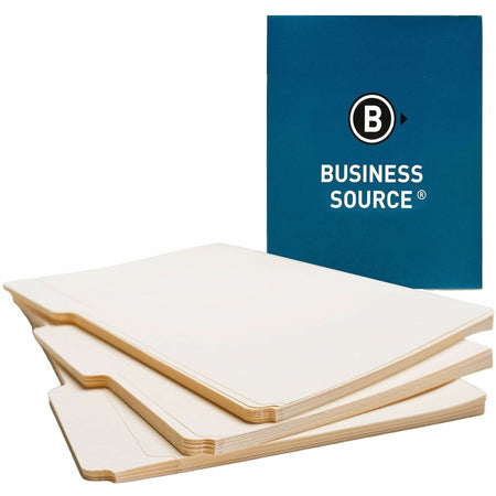 Business Source 1/3 Tab Cut Letter Recycled Top Tab File Folder - 8 1/2" x 11" - 3/4" Expansion - Top Tab Location - Assorted Tab Position - 11 pt. - 1 Plys - Manila - Tab - 10% Recycled - 100 / Box