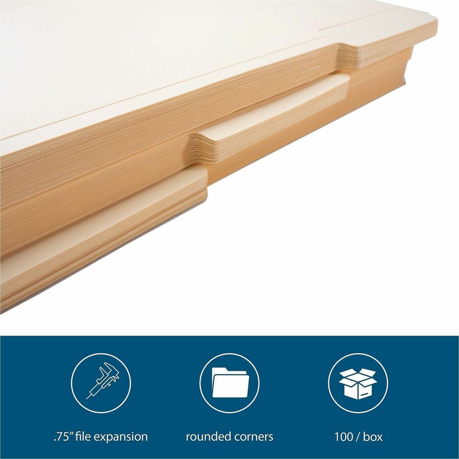 Business Source 1/3 Tab Cut Legal Recycled Top Tab File Folder - 8 1/2" x 14" - 3/4" Expansion - Top Tab Location - Assorted Tab Position - 1 Plys - Manila - Manila - Tab - 10% Recycled - 100 / Box