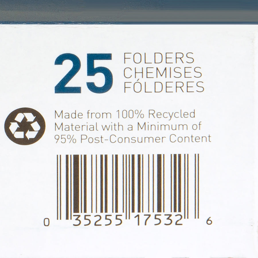 Business Source 1/3 Tab Cut Letter Recycled Hanging Folder - 8 1/2" x 11" - 11 pt. - Standard Green - Acid-free - 100% Recycled - 25 / Box