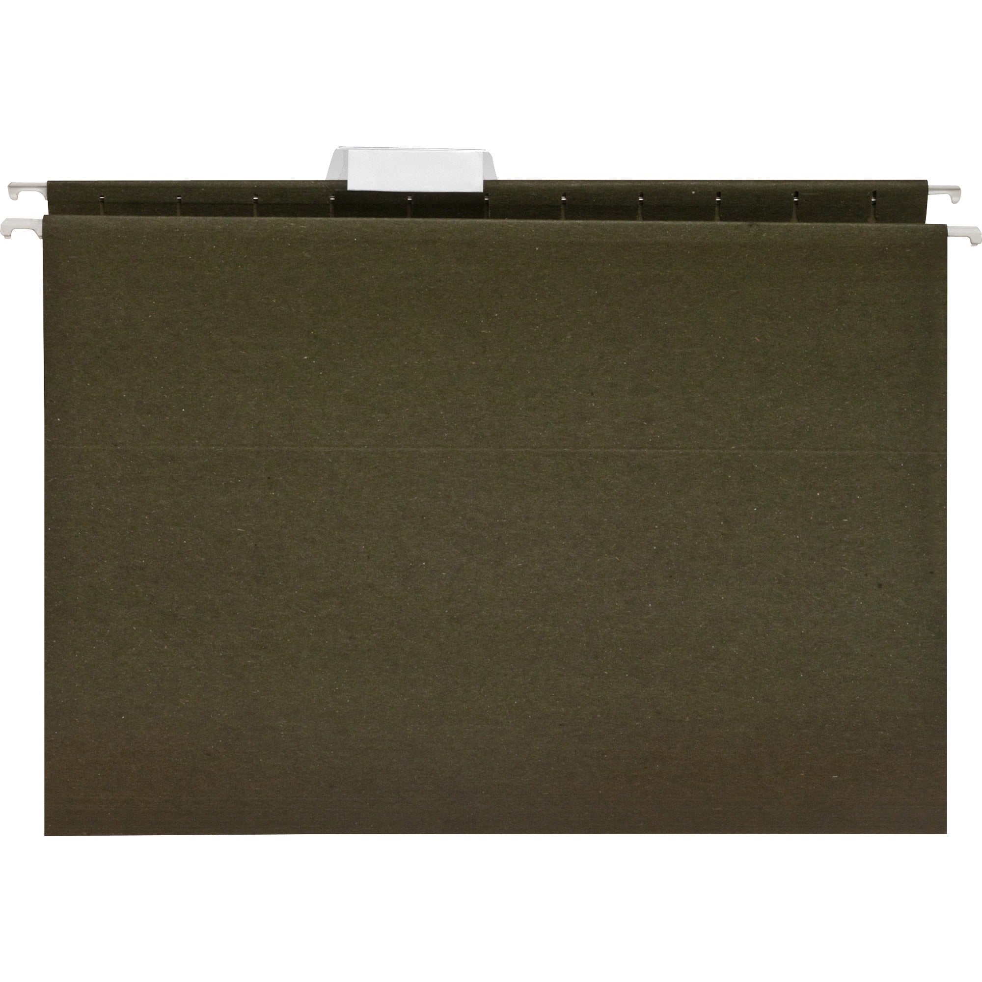Business Source 1/5 Tab Cut Letter Recycled Hanging Folder - 8 1/2" x 11" - 11 pt. - Green - Acid-free - 100% Recycled - 25 / Box
