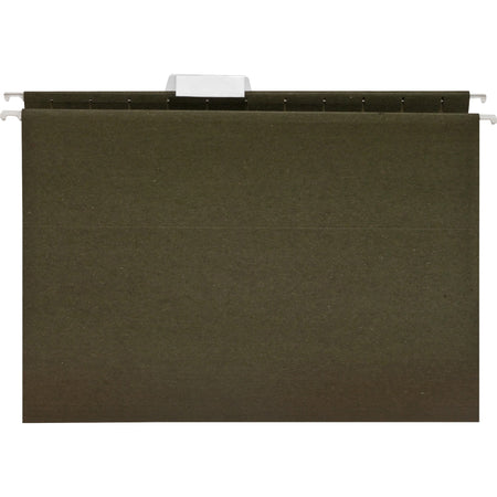 Business Source 1/5 Tab Cut Letter Recycled Hanging Folder - 8 1/2" x 11" - 11 pt. - Green - Acid-free - 100% Recycled - 25 / Box