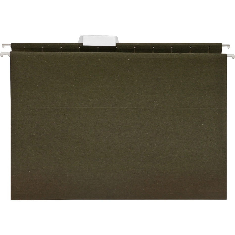 Business Source 1/5 Tab Cut Letter Recycled Hanging Folder - 8 1/2" x 11" - 11 pt. - Green - Acid-free - 100% Recycled - 25 / Box