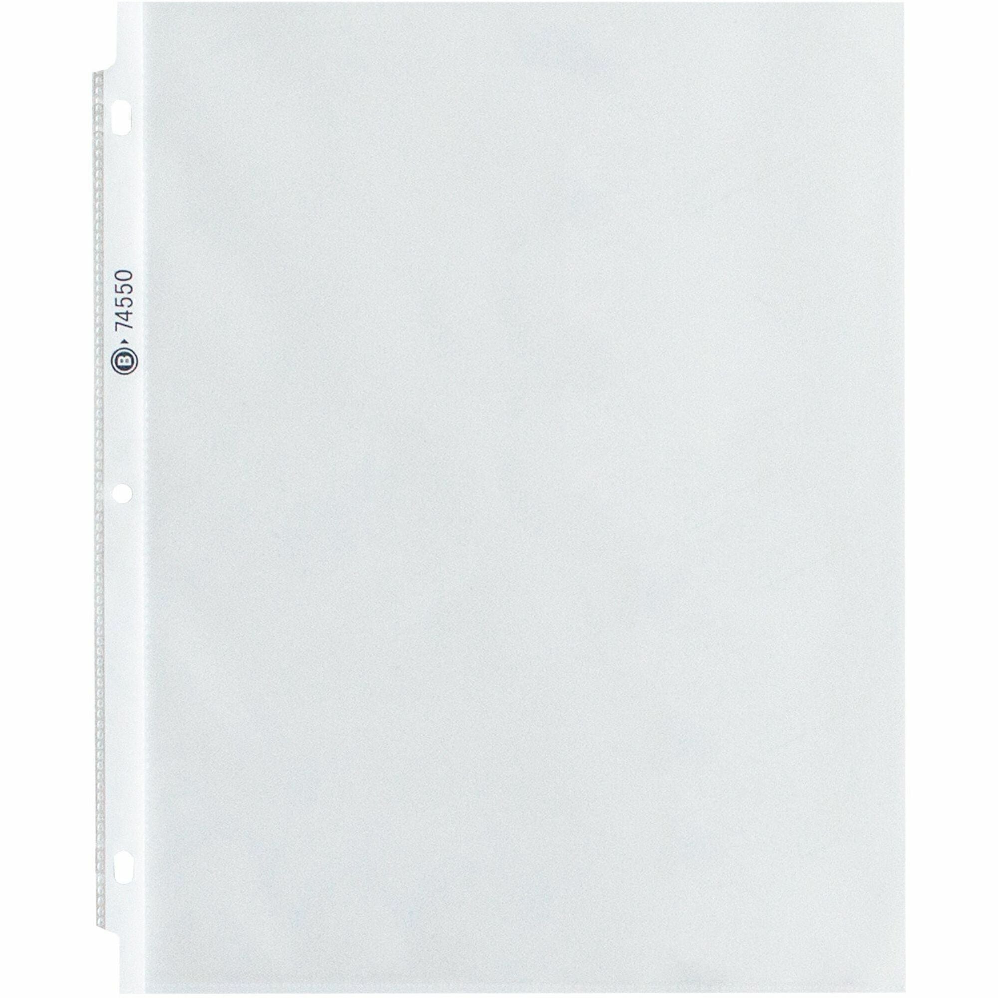 Business Source Top-Loading Poly Sheet Protectors - 3.3 mil Thickness - For Letter 8 1/2" x 11" Sheet - 3 x Holes - Ring Binder - Rectangular - Clear - Polypropylene - 100 / Box
