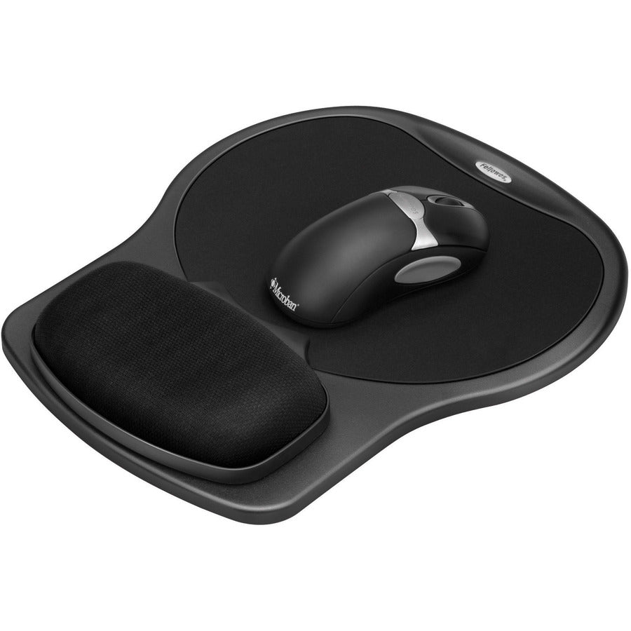 Fellowes Easy Glide Gel Wrist Rest/Mouse Pad - 1.50" Height x 10" Width x 12" Depth - Black - Gel - Wear Resistant, Tear Resistant - 1 Each