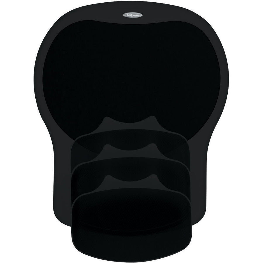 Fellowes Easy Glide Gel Wrist Rest/Mouse Pad - 1.50" Height x 10" Width x 12" Depth - Black - Gel - Wear Resistant, Tear Resistant - 1 Each