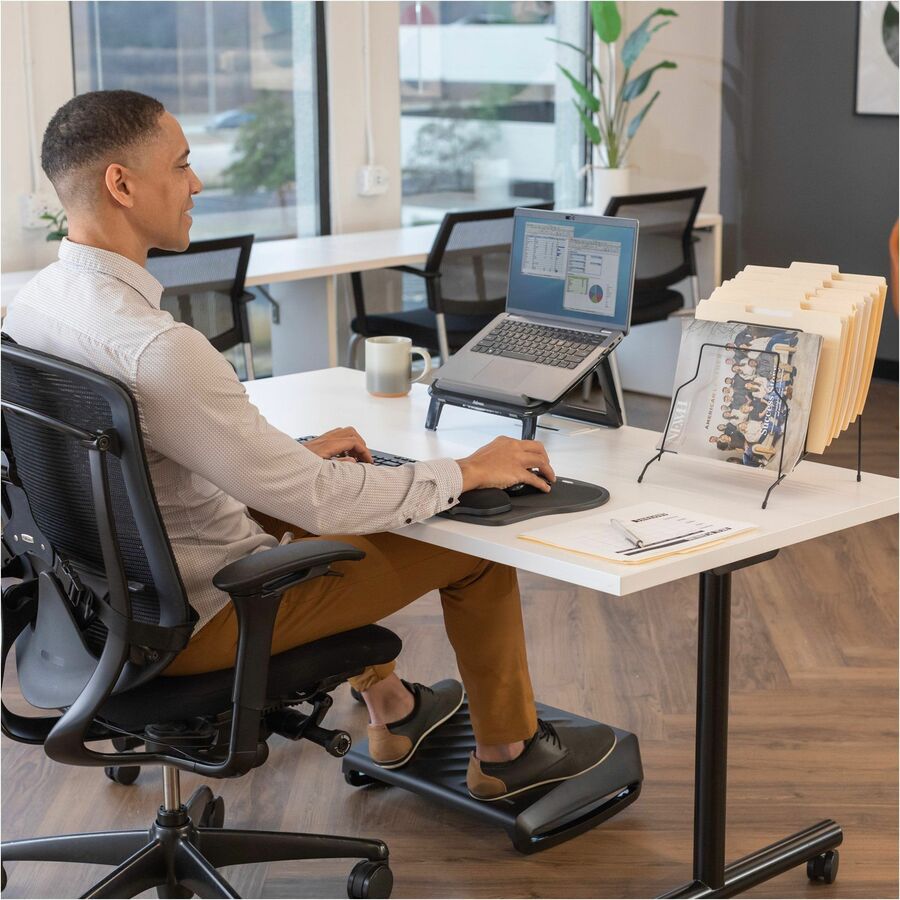 Fellowes Easy Glide Gel Wrist Rest/Mouse Pad - 1.50" Height x 10" Width x 12" Depth - Black - Gel - Wear Resistant, Tear Resistant - 1 Each