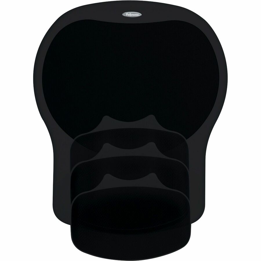 Fellowes Easy Glide Gel Wrist Rest/Mouse Pad - 1.50" Height x 10" Width x 12" Depth - Black - Gel - Wear Resistant, Tear Resistant - 1 Each
