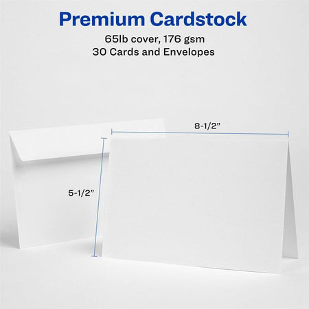 Avery® Half-Fold Greeting Cards: Textured Uncoated 5-1/2’’ x 8-1/2’’ - 30 Cards - & Stationery Sets