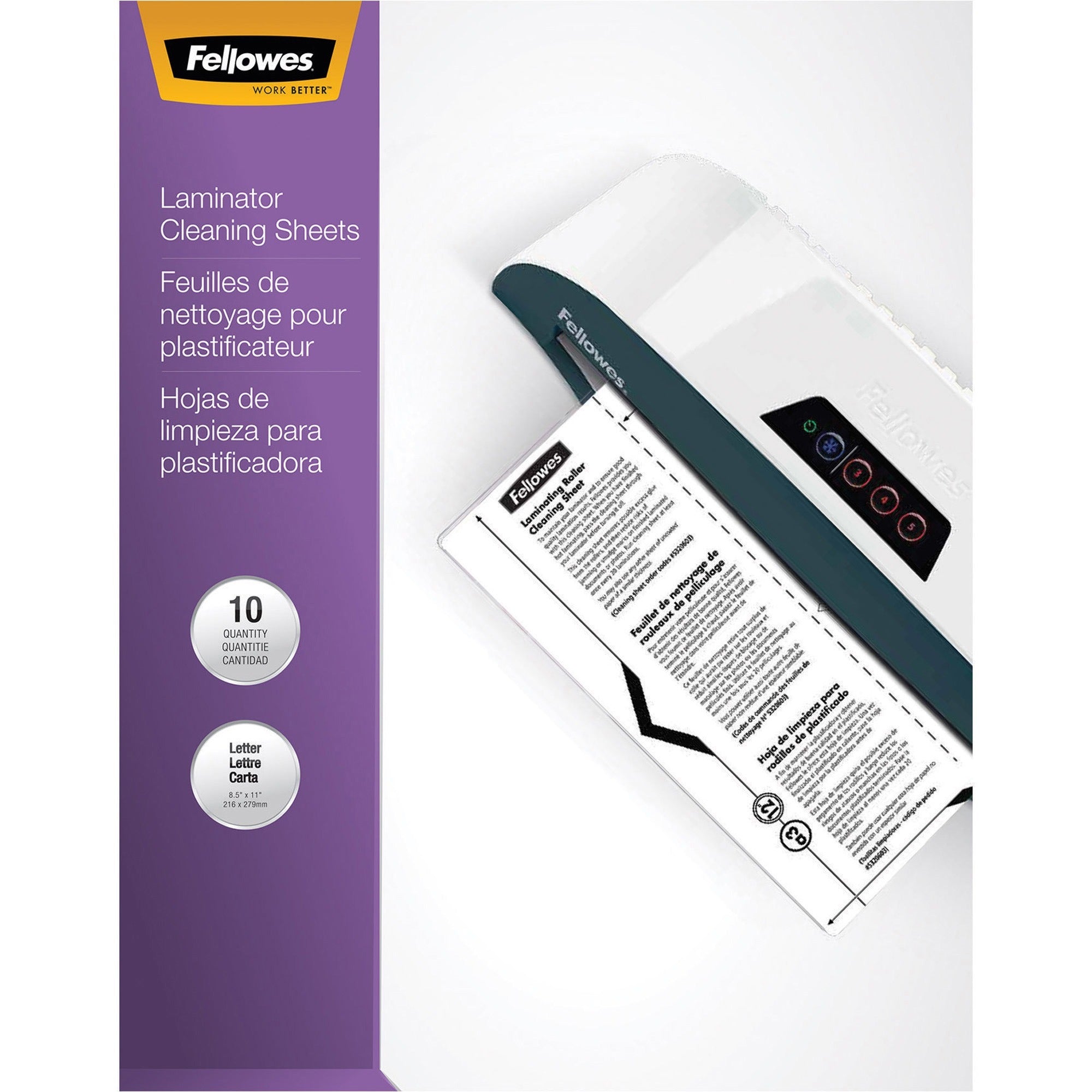 Fellowes Laminator Cleaning Sheets 10pk - White - 10 / Pack