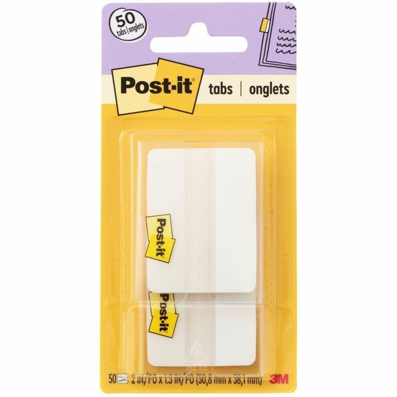Post-it®  Durable Tabs - 1.50" Tab Height x 2" Tab Width - Removable - White Tab(s) - Printable, Durable, Long Lasting, Easy to Use - 24 / Pack