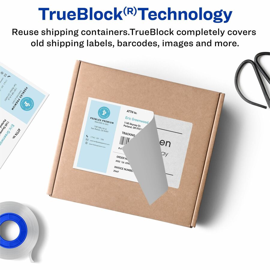 Avery®  Shipping Labels with Receipt, 5-1/16" x 7-5/8" , 50 Labels (5127) - 7 5/8" Length - Permanent Adhesive - Rectangle - Laser - White - Paper - Permanent Adhesive, Smudge-free, Jam-free - 1 / Sheet - 50 Total Sheets - 50 Total Label(s) - 50 / Pack