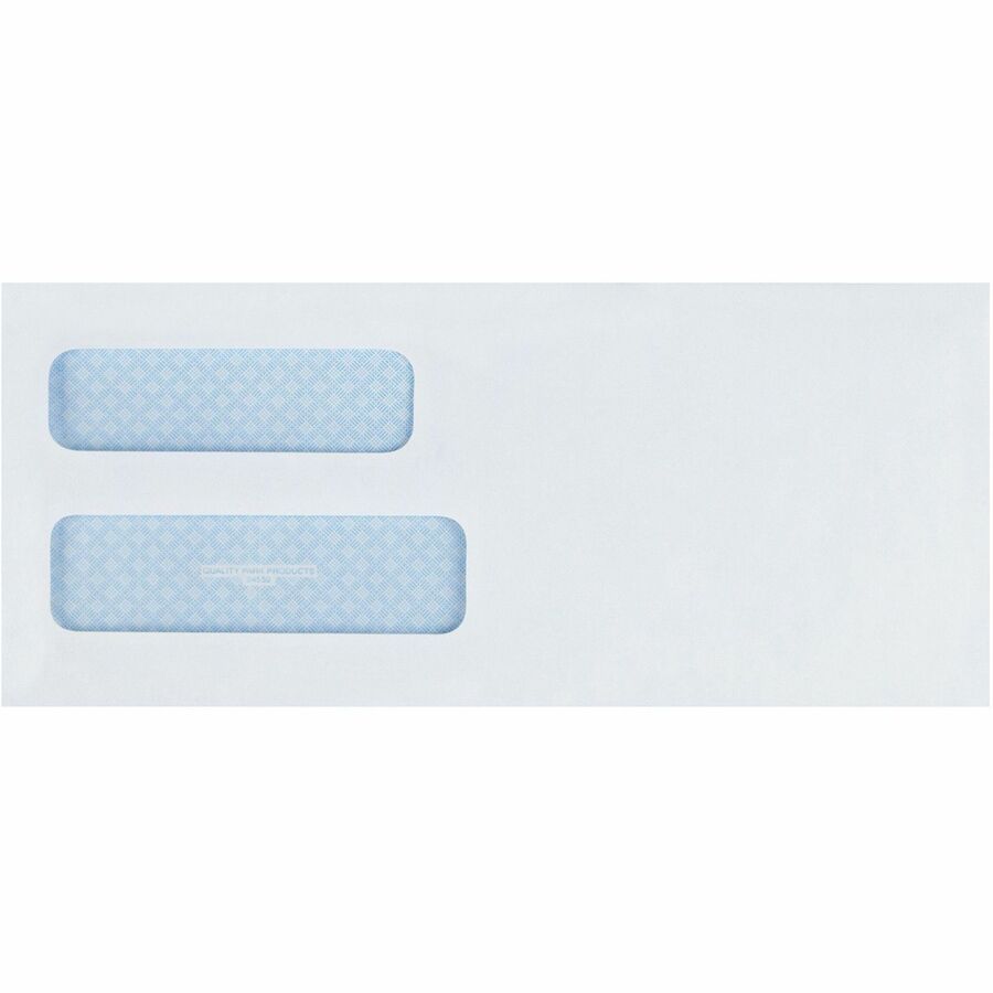 Quality Park No. 10 Double Window Security Tint Envelopes - Security - #10 - 4 1/8" Width x 9 1/2" Length - 24 lb - Gummed - White - 500 / Box