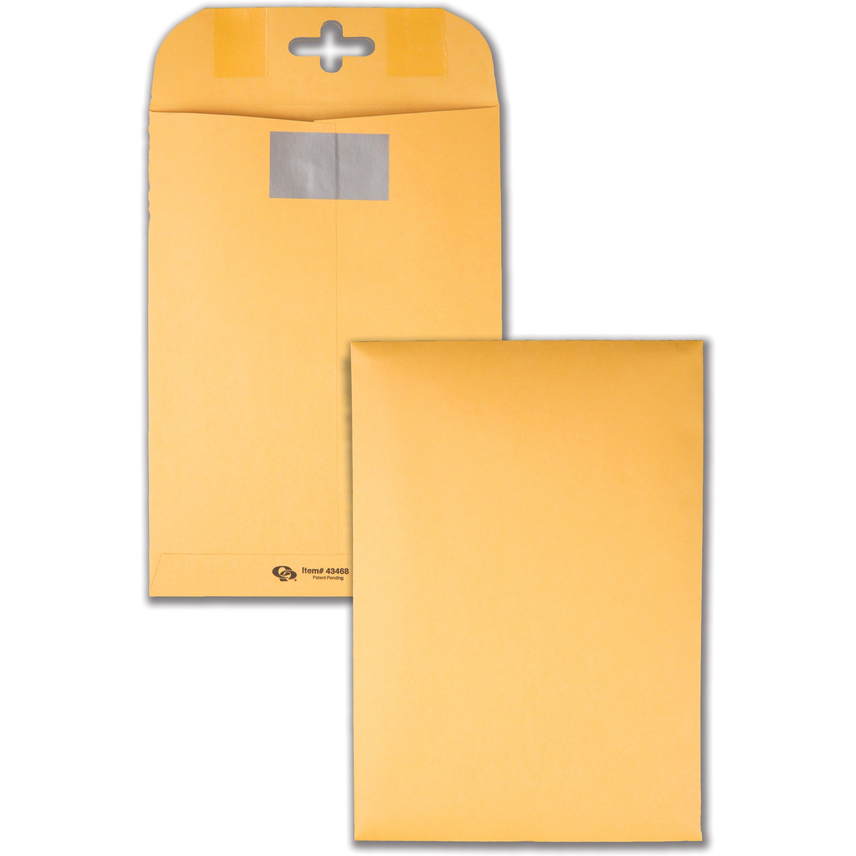 Quality Park 6 x 9 Postage Saving ClearClasp Envelopes with Reusable Redi-Tac Closure - 6" Width x 9" Length - 28 lb - Clasp - Kraft - 100 / Box