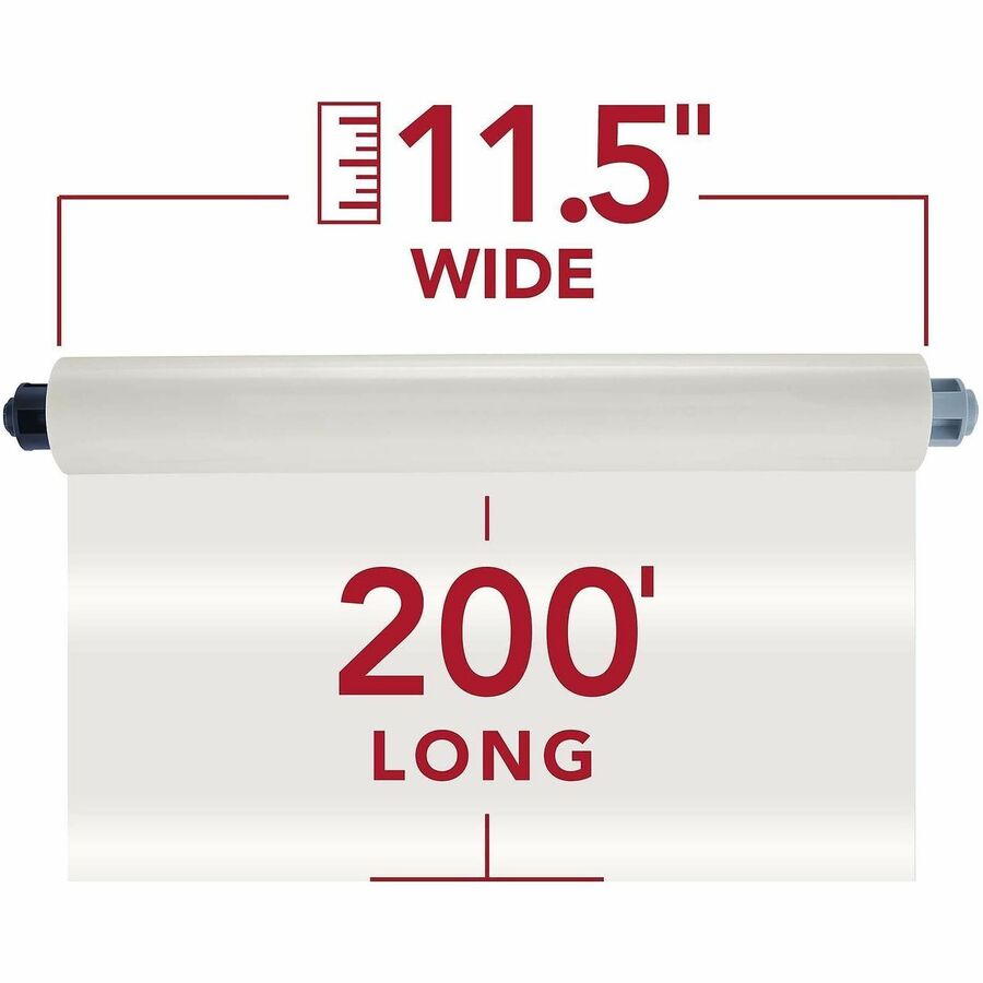 GBC EZ Load Blue End Cap Laminating Roll Film - Laminating Pouch/Sheet Size: 11.50" Width x 200 ft Length x 3 mil Thickness - Glossy - Clear - 2 / Box