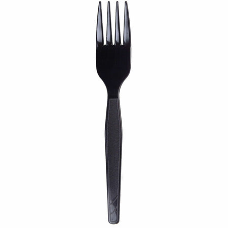 Dixie Medium-Weight Disposable Plastic Forks by GP Pro - Black - 1000 / Carton