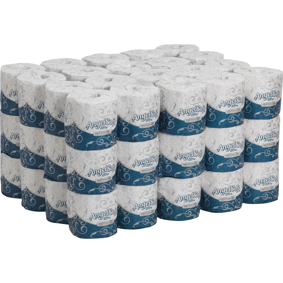 Angel Soft Ultra Professional Series Embossed Toilet Paper - 2 Ply - 4" Width x 4" Length - 400 Sheets/Roll - White - 60 / Carton