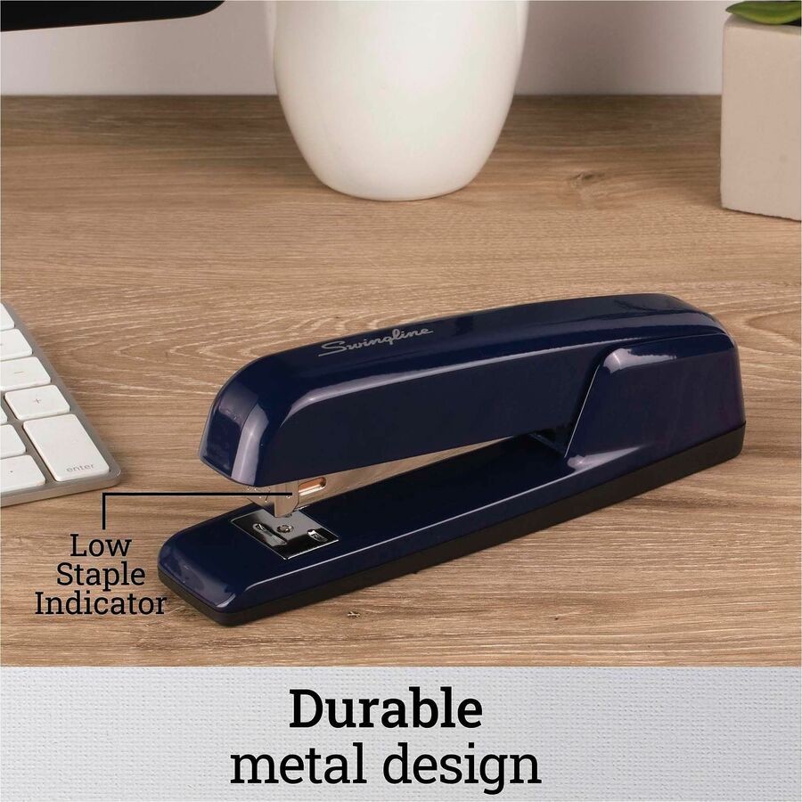Swingline 747 Business Stapler - Staples Upto 25 Sheet of 20lb Paper - Holds Upto 210 Staple - Full Strip - Staple Size: 0.25" - Top Loading - Royal Blue - Metal, Die-cast - 1 Each