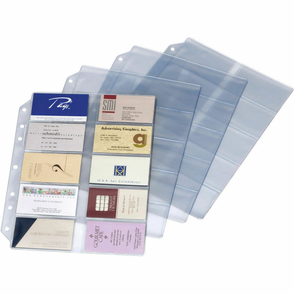 Cardinal® EasyOpen Card File Binder Refill Pages - 12" Height x 0.1" Width x 9.5" Length - 10 x Page, 200 x Card Capacity - For Letter 8 1/2" x 11" Sheet - Ring Binder - Rectangular - Clear - Polypropylene - 10 / Pack