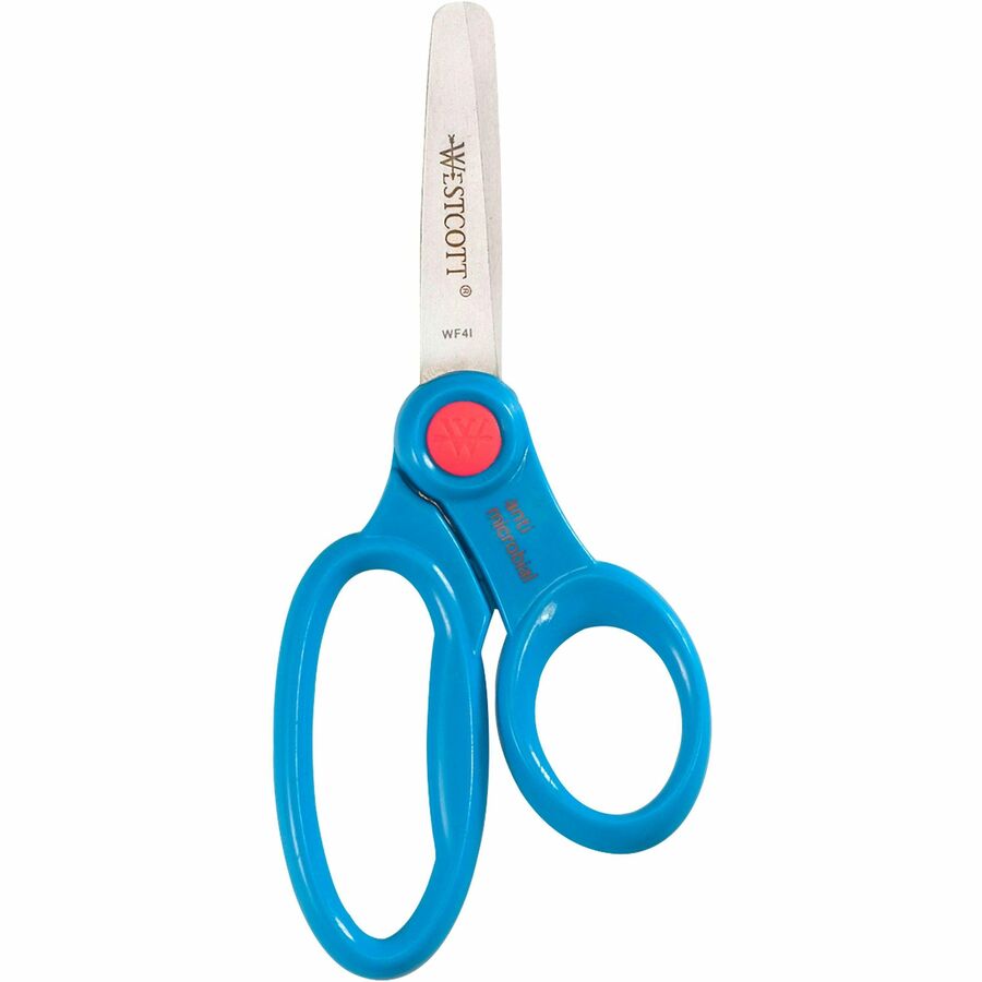 Westcott 5" Antimicrobial Kids Blunt Scissors - 5" Overall Length - Straight-left/right - Stainless Steel - Blunted Tip - Assorted - 12 / Pack