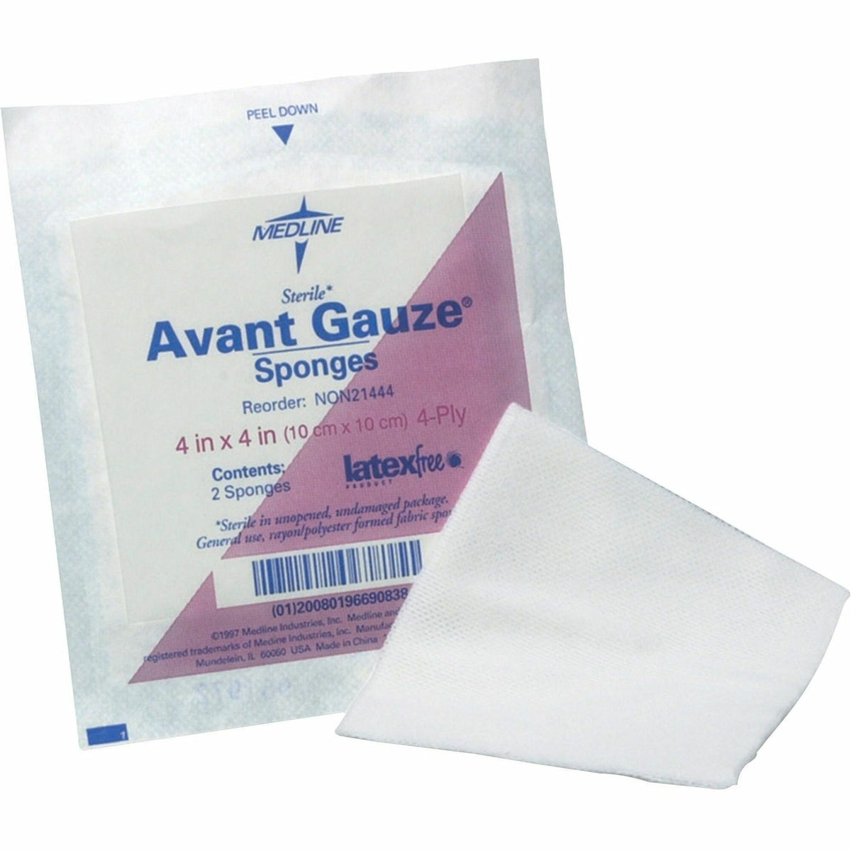 Medline Avant Nonsterile Gauze Nonwoven Sponges - 4 Ply - 4" Width x 4" Length - White - 200 / Box