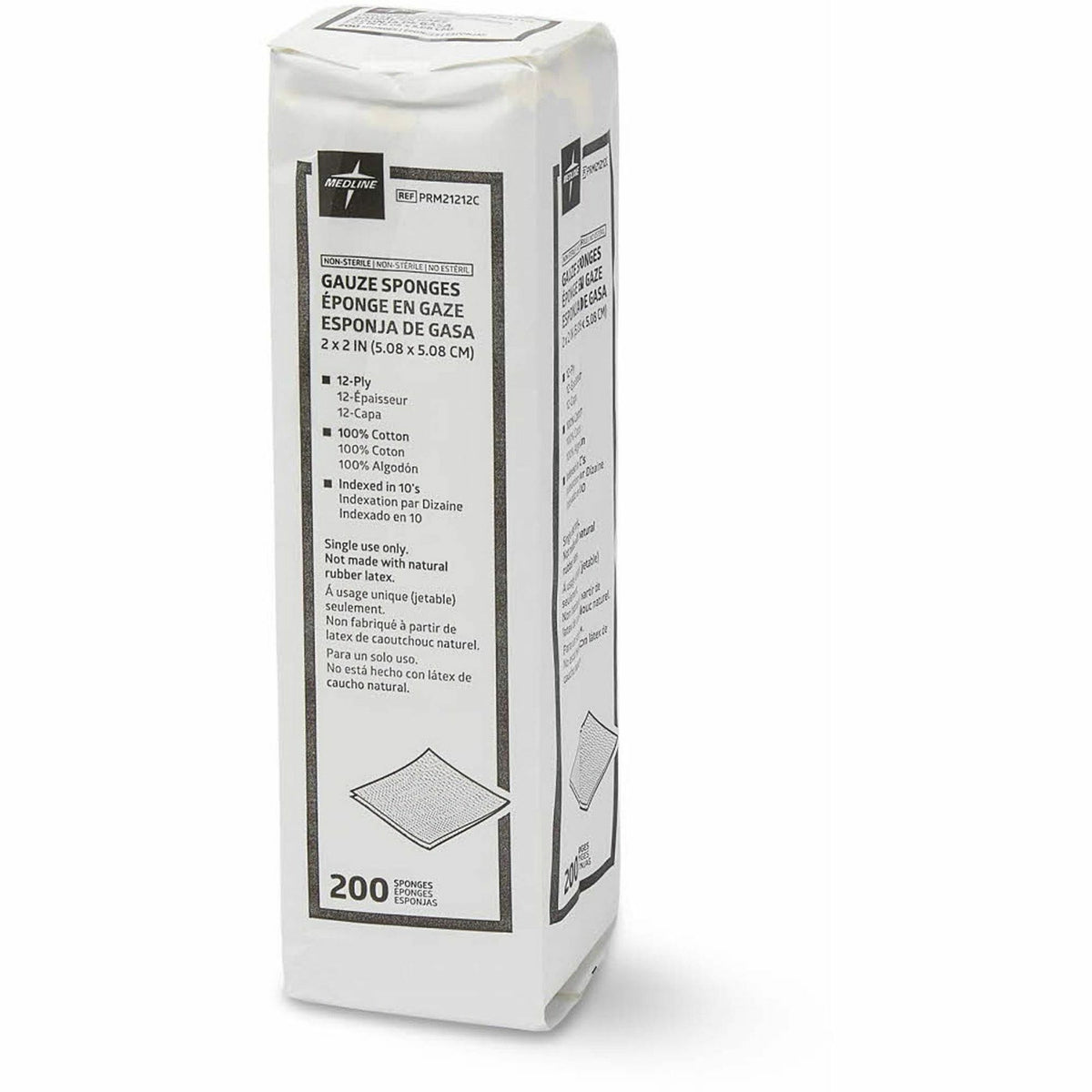 Medline Caring Non-sterile Gauze Sponges - 12 Ply - 2" Width x 2" Length - White - 200 / Box