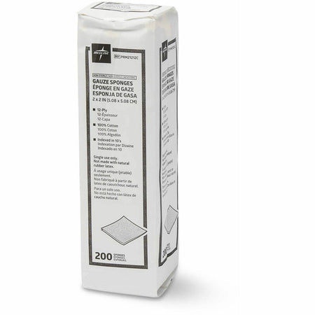 Medline Caring Non-sterile Gauze Sponges - 12 Ply - 2" Width x 2" Length - White - 200 / Box