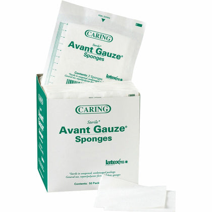 Medline Avant Sterile Gauze Sponges - 4 Ply - 2’’ x - White - 50/Box - Bandages & Wraps