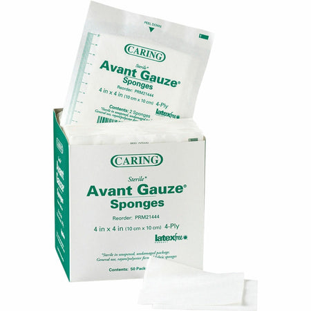 Medline Avant Sterile Gauze Sponges - 4 Ply - 4" Width x 4" Length - White - 50 / Box