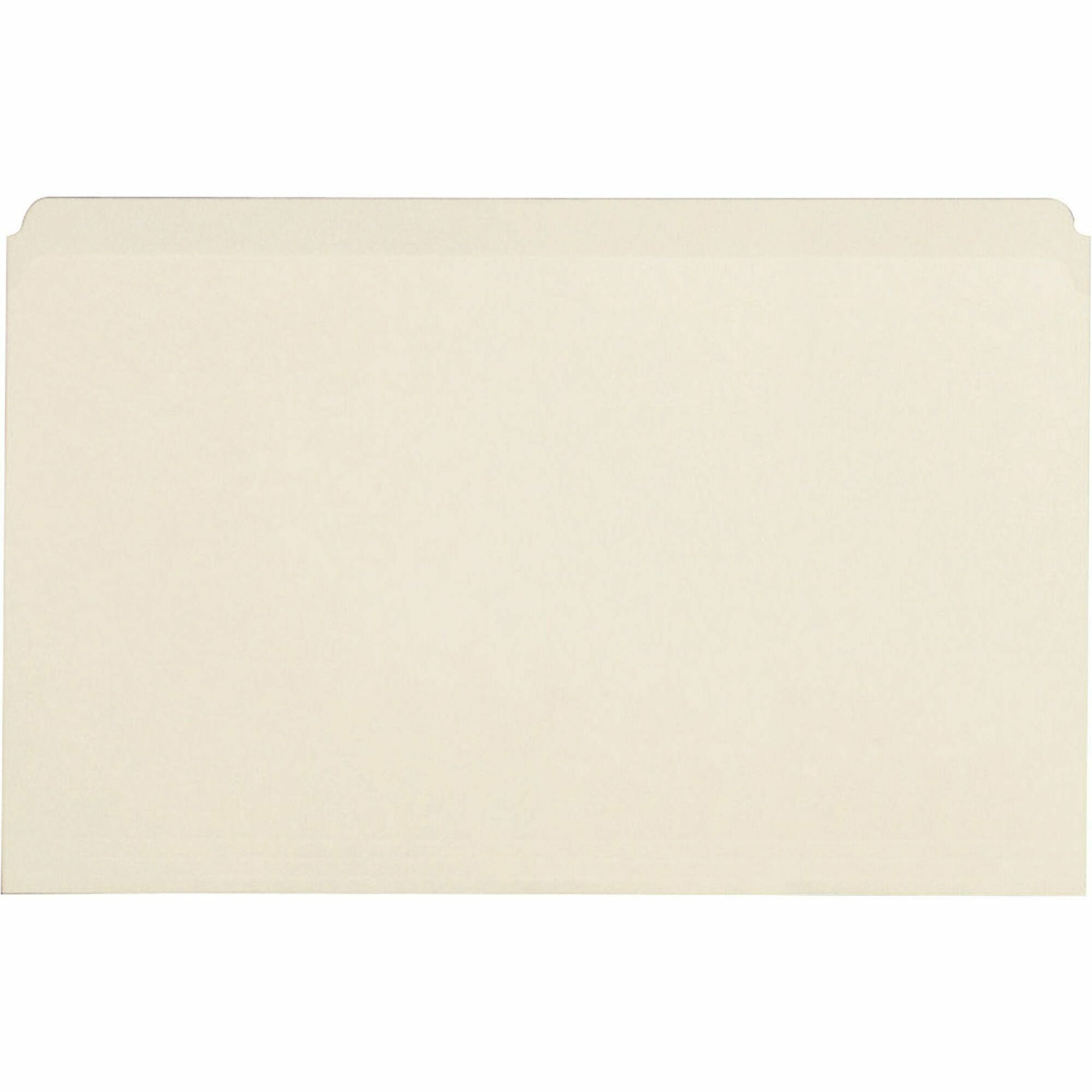 Business Source Straight Tab Cut Legal Recycled Top Tab File Folder - 8 1/2" x 14" - 10.5 pt. - Manila - Manila - 10% Recycled - 100 / Box