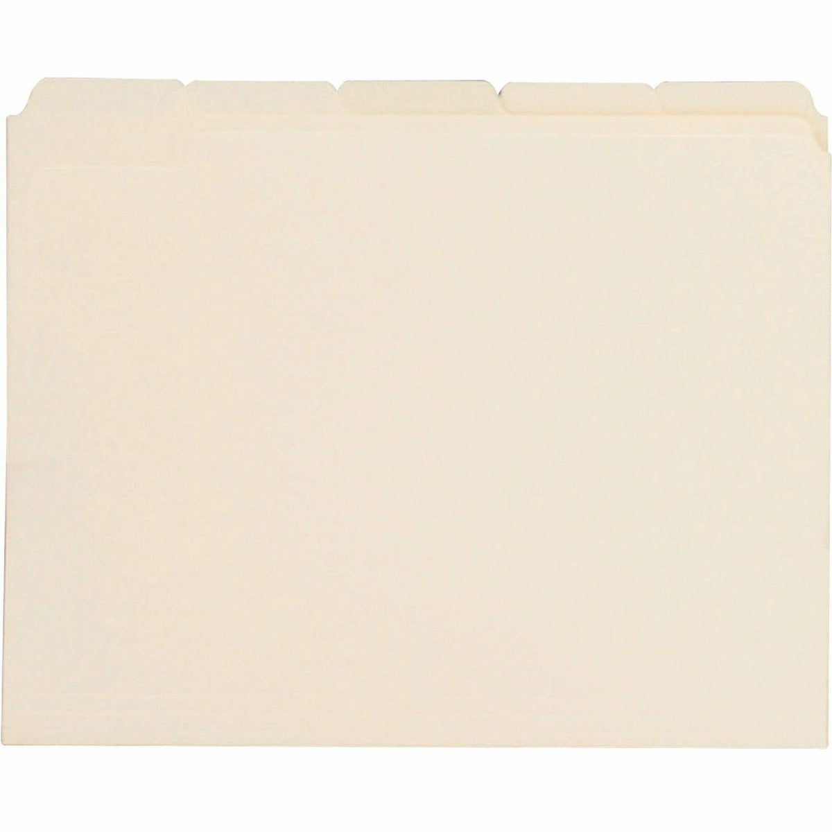 Business Source 1/5 Tab Cut Letter Recycled Top Tab File Folder - 8 1/2" x 11" - 3/4" Expansion - Top Tab Location - Assorted Tab Position - 11 pt. - Manila - Manila - 10% Recycled - 100 / Box
