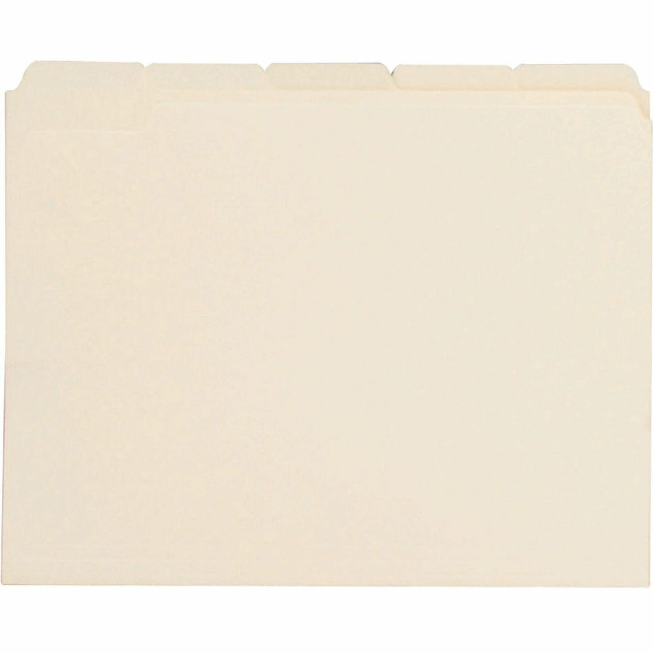 Business Source 1/5 Tab Cut Letter Recycled Top Tab File Folder - 8 1/2" x 11" - 3/4" Expansion - Top Tab Location - Assorted Tab Position - 11 pt. - Manila - Manila - 10% Recycled - 100 / Box