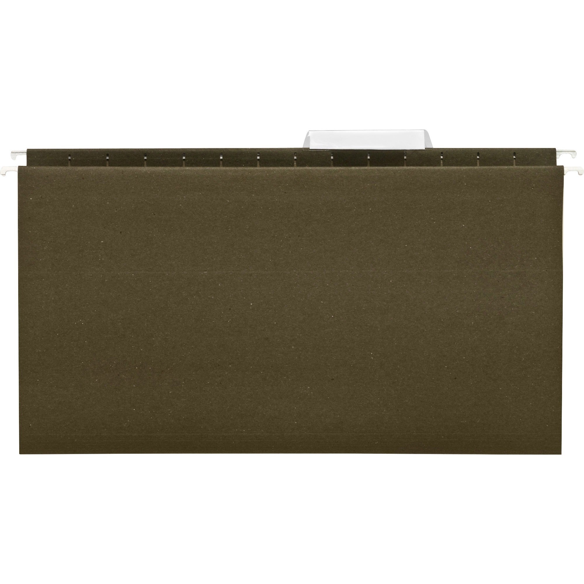 Business Source 1/3 Tab Cut Legal Recycled Hanging Folder - 8 1/2" x 14" - 11 pt. - Poly - Green - 100% Recycled - 25 / Box