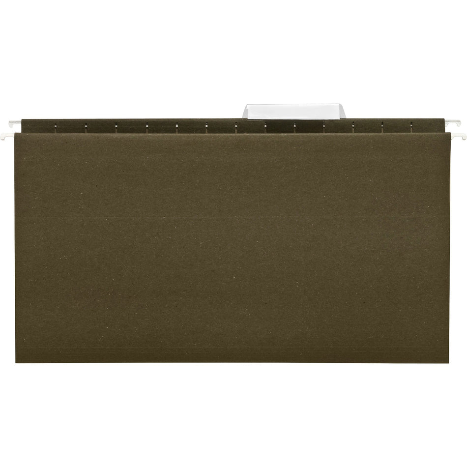 Business Source 1/3 Tab Cut Legal Recycled Hanging Folder - 8 1/2" x 14" - 11 pt. - Poly - Green - 100% Recycled - 25 / Box