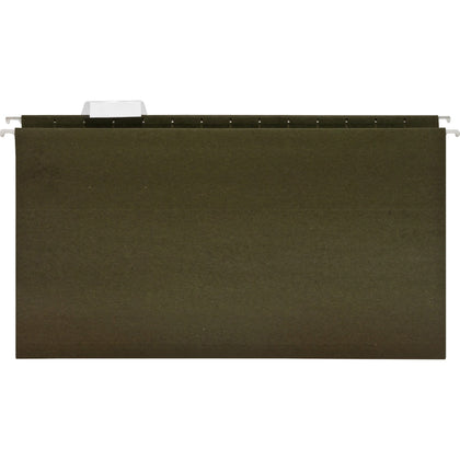 Business Source 1/5 Tab Cut Legal Recycled Hanging Folder - 8 1/2’’ x 14’’ - 11 pt. - Poly - Green - 100% - 25 / Box