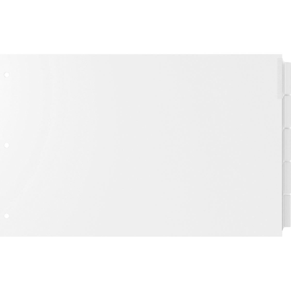 EasyFit 5-Tab Legal Size Index Dividers - 5 x Divider(s) - 5 Tab(s) - 5 Tab(s)/Set - 8.5" Divider Width x 14" Divider Length - Legal - 3 Hole Punched - White Divider - Clear Plastic Tab(s) - 30% Recycled - Hole Reinforcement, Punched - 5 / Set