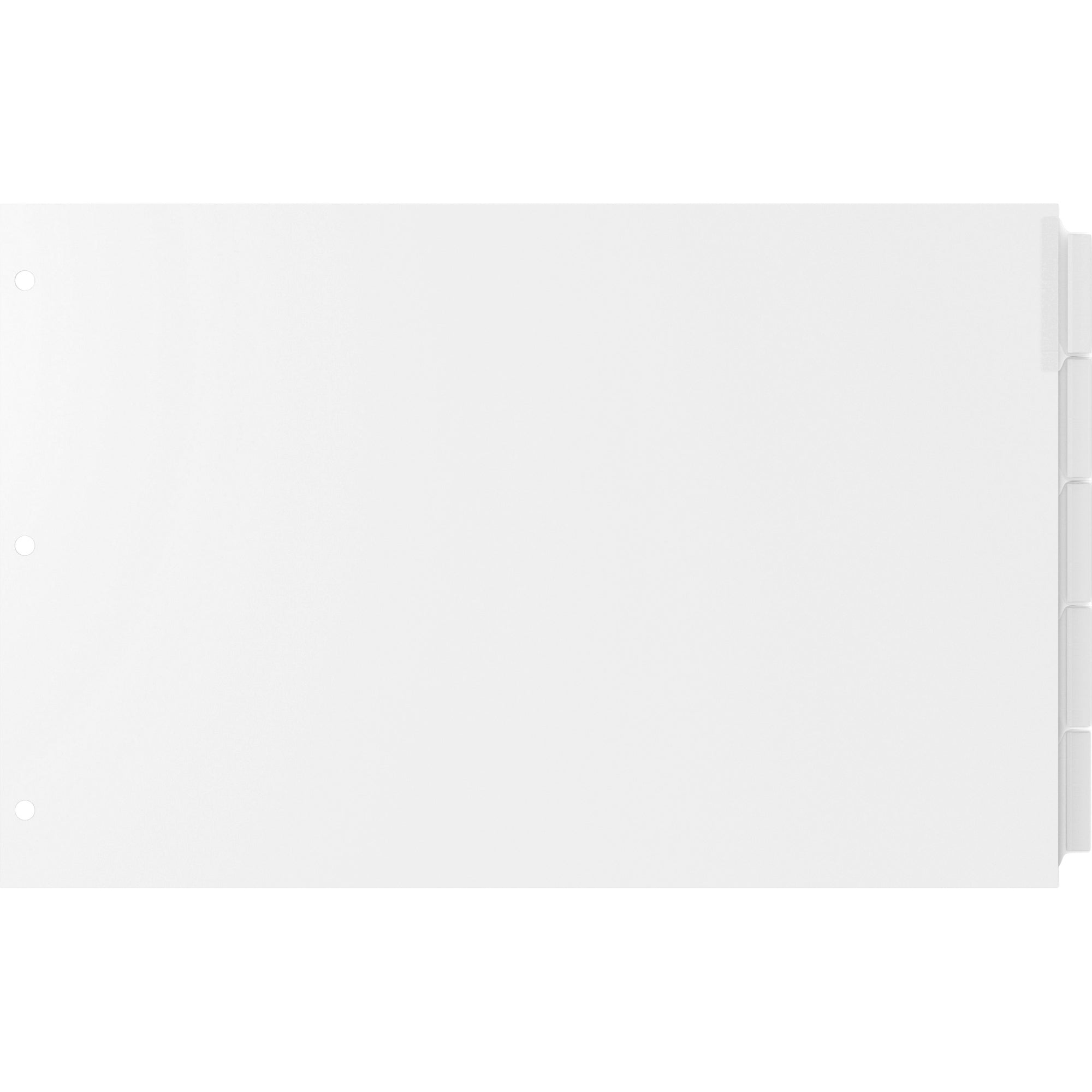 EasyFit 5-Tab Legal Size Index Dividers - 5 x Divider(s) - 5 Tab(s) - 5 Tab(s)/Set - 8.5" Divider Width x 14" Divider Length - Legal - 3 Hole Punched - White Divider - Clear Plastic Tab(s) - 30% Recycled - Hole Reinforcement, Punched - 5 / Set