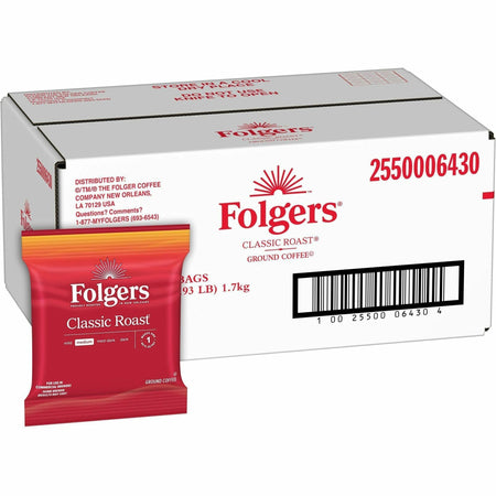 Folgers® Fraction Pack Classic Roast Coffee - Regular - Medium - 1.5 oz Per Bag - Fraction Pack - 42 / Carton