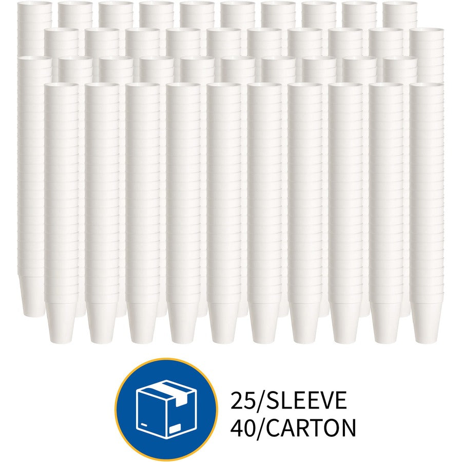 Genuine Joe 10 oz Hot/Cold Foam Cups - 10 fl oz - White - Foam - Hot Drink, Cold Drink - 25/Pack - 40 / Carton