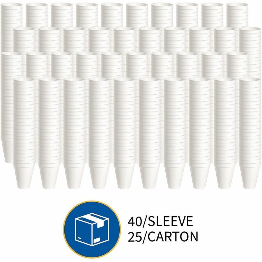Genuine Joe 12 oz Hot/Cold Foam Cups - 12 fl oz - White - Foam - Hot Drink, Cold Drink - 40/Pack - 25 / Carton