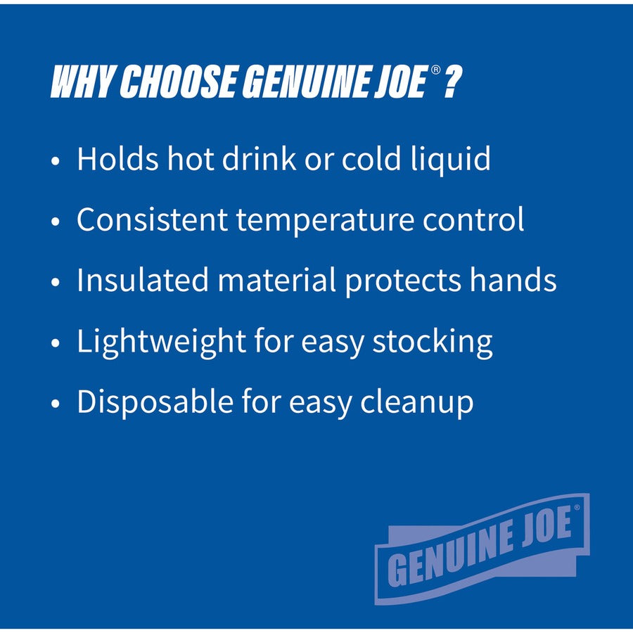 Genuine Joe 14 oz Hot/Cold Foam Cups - 14 fl oz - White - Foam - Hot Drink, Cold Drink - 25 Cups/Pack - 40 / Carton