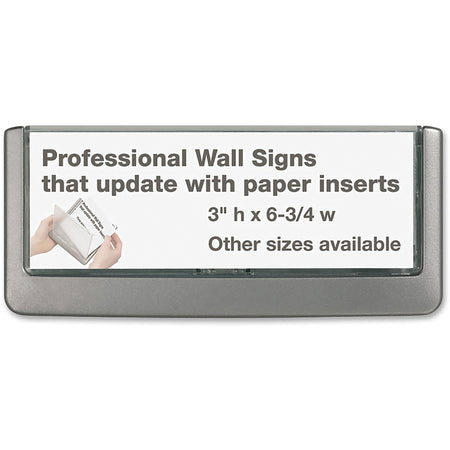 DURABLE Click Sign - 6.8" Width x 3" Height x 0.6" Depth - Rectangular Shape - Wall Mountable, Door-mountable - Indoor - Plastic - Graphite - 1 Each